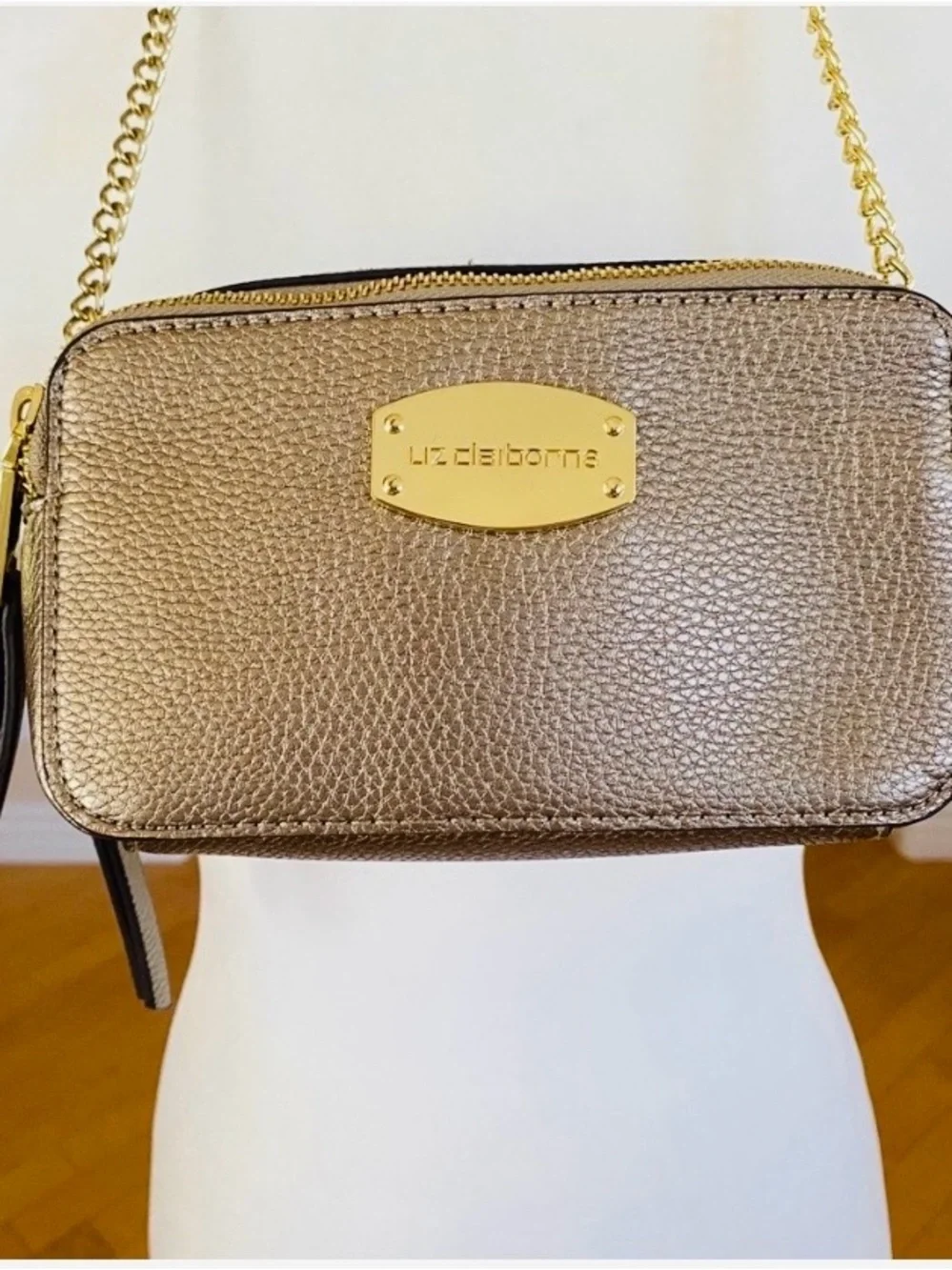 Liz Claiborne Gold Textured Crossbody Bag